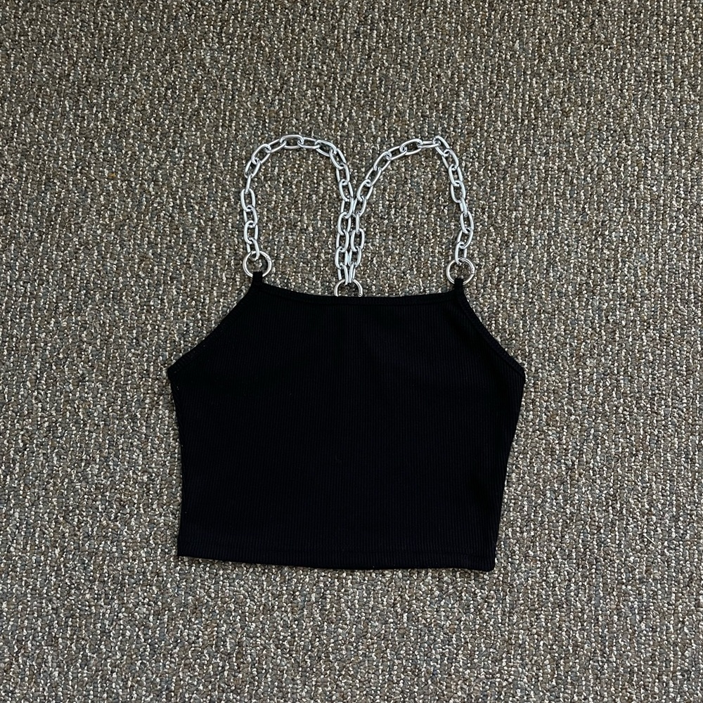 Chain Strap Halter Crop Top